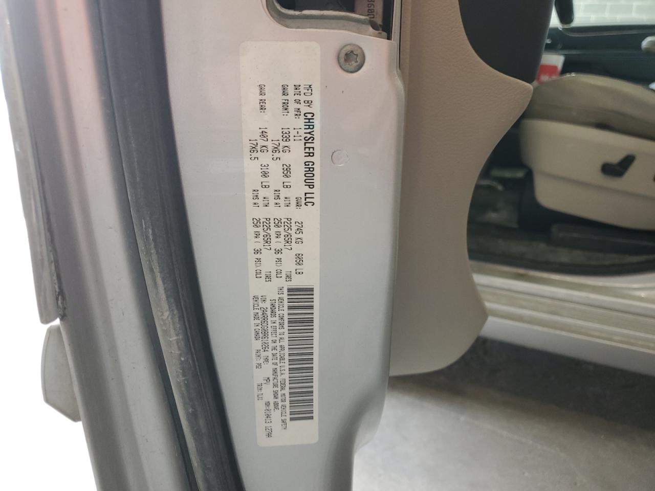 2011 Chrysler Town & Country Limited VIN: 2A4RR6DG0BR610264 Lot: 81920465