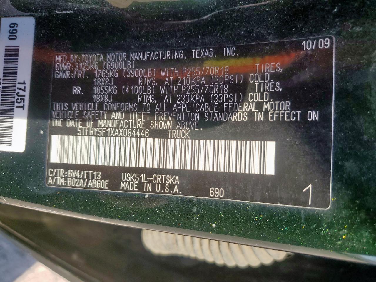 2010 Toyota Tundra Double Cab Sr5 VIN: 5TFRY5F1XAX084446 Lot: 85159475