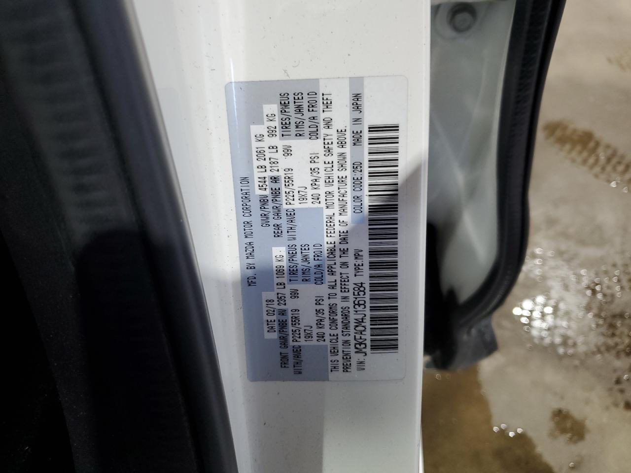 2018 Mazda Cx-5 Touring VIN: JM3KFACM4J1361584 Lot: 87080195