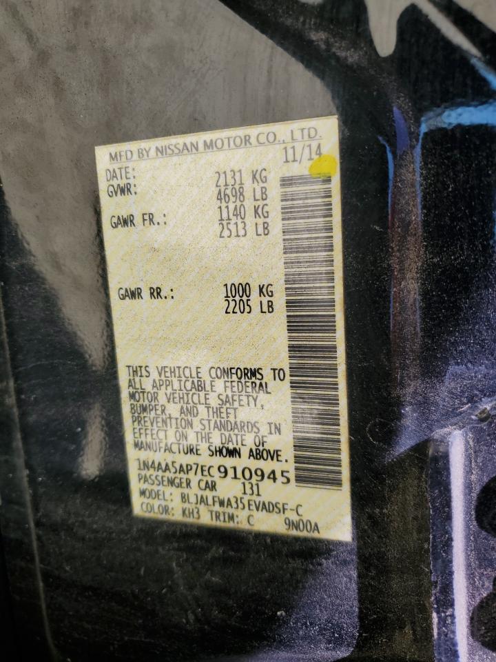 2014 Nissan Maxima S VIN: 1N4AA5AP7EC910945 Lot: 90675385