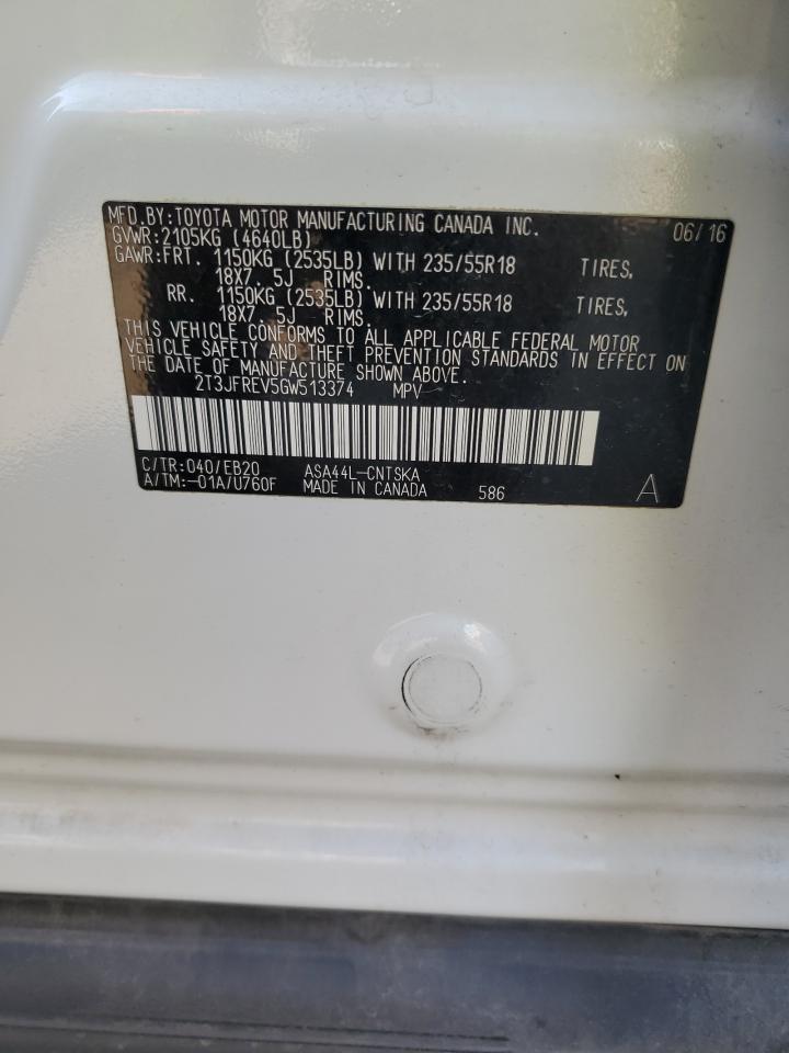 2016 Toyota Rav4 Se VIN: 2T3JFREV5GW513374 Lot: 84931495