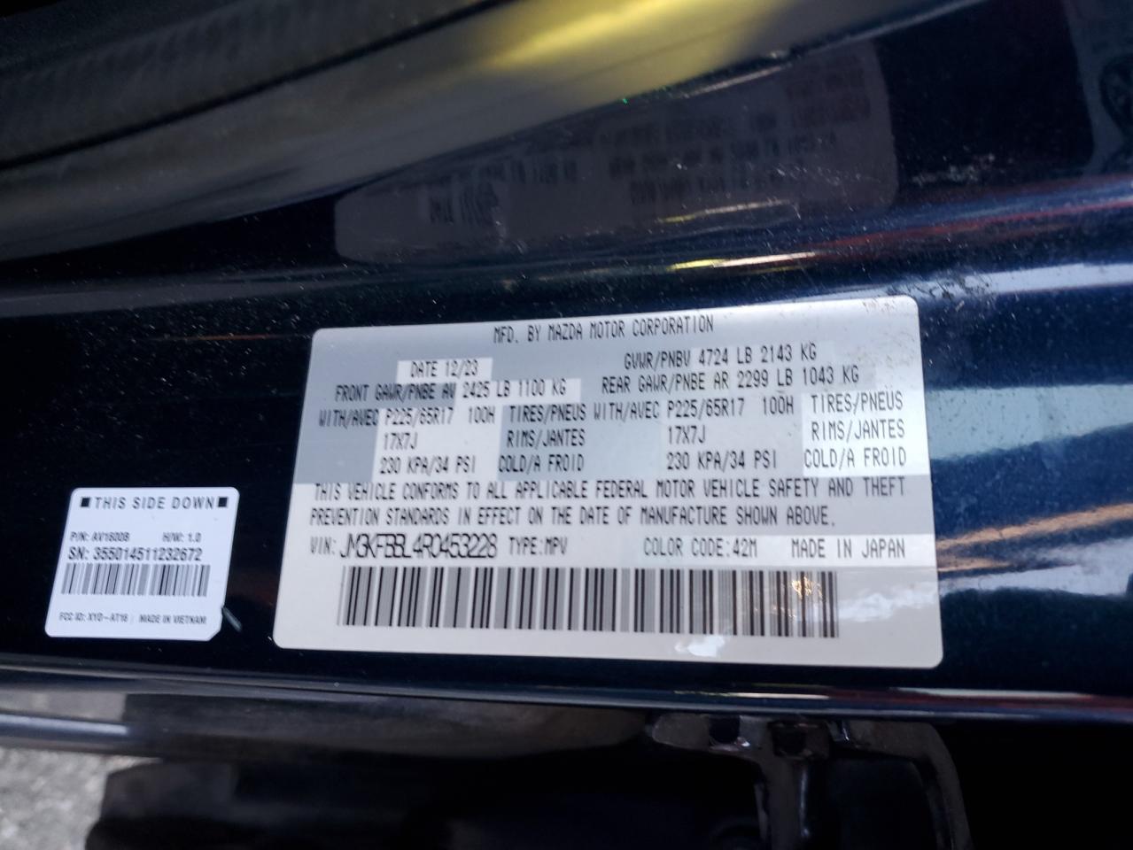 2024 Mazda Cx-5 Select VIN: JM3KFBBL4R0453228 Lot: 82574435