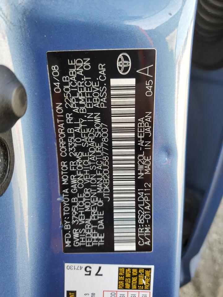 2008 Toyota Prius VIN: JTDKB20U587778007 Lot: 86308515