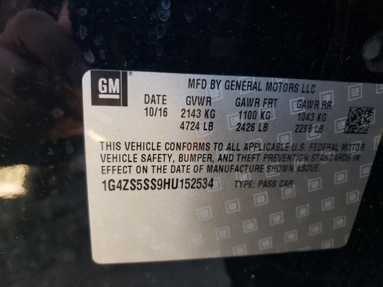 2017 Buick Lacrosse Premium VIN: 1G4ZS5SS9HU152534 Lot: 85558605