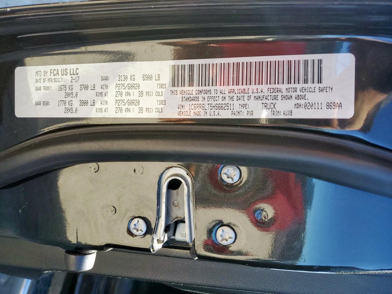 2017 Ram 1500 Slt VIN: 1C6RR6LT5HS662511 Lot: 90917155