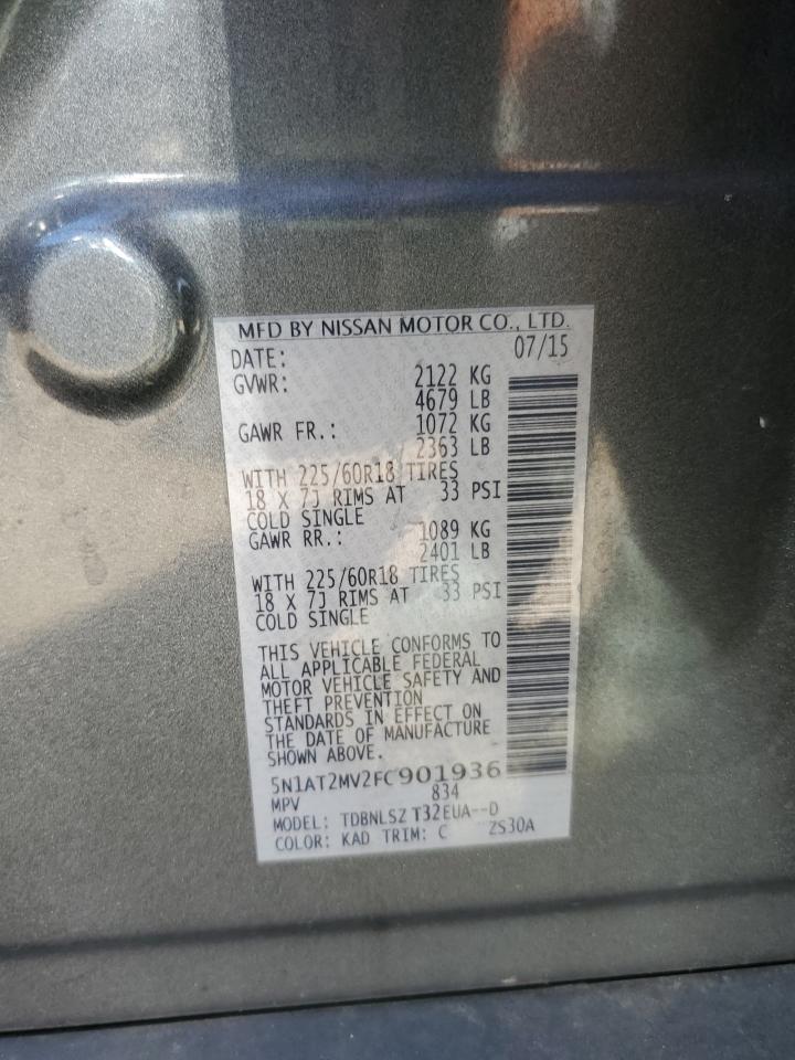 2015 Nissan Rogue S VIN: 5N1AT2MV2FC901936 Lot: 84975655