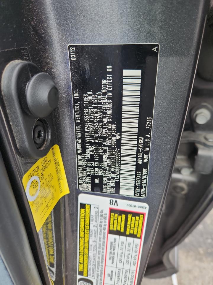 2012 Toyota Venza Le VIN: 4T3ZA3BB9CU060217 Lot: 85012135