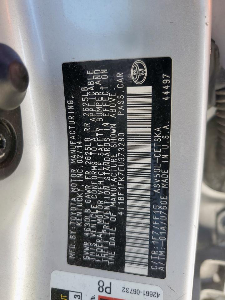 2014 Toyota Camry L VIN: 4T1BF1FK7EU373280 Lot: 82488345