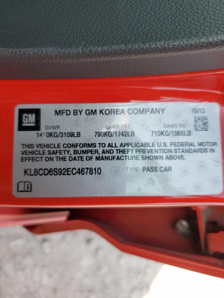 2014 Chevrolet Spark 1Lt VIN: KL8CD6S92EC467810 Lot: 84815015