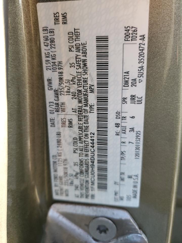 2013 Ford Escape Sel VIN: 1FMCU0H94DUC44412 Lot: 90410395