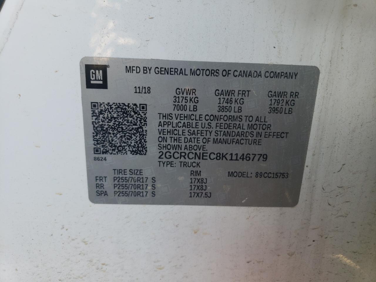 2019 Chevrolet Silverado Ld C1500 VIN: 2GCRCNEC8K1146779 Lot: 84998285