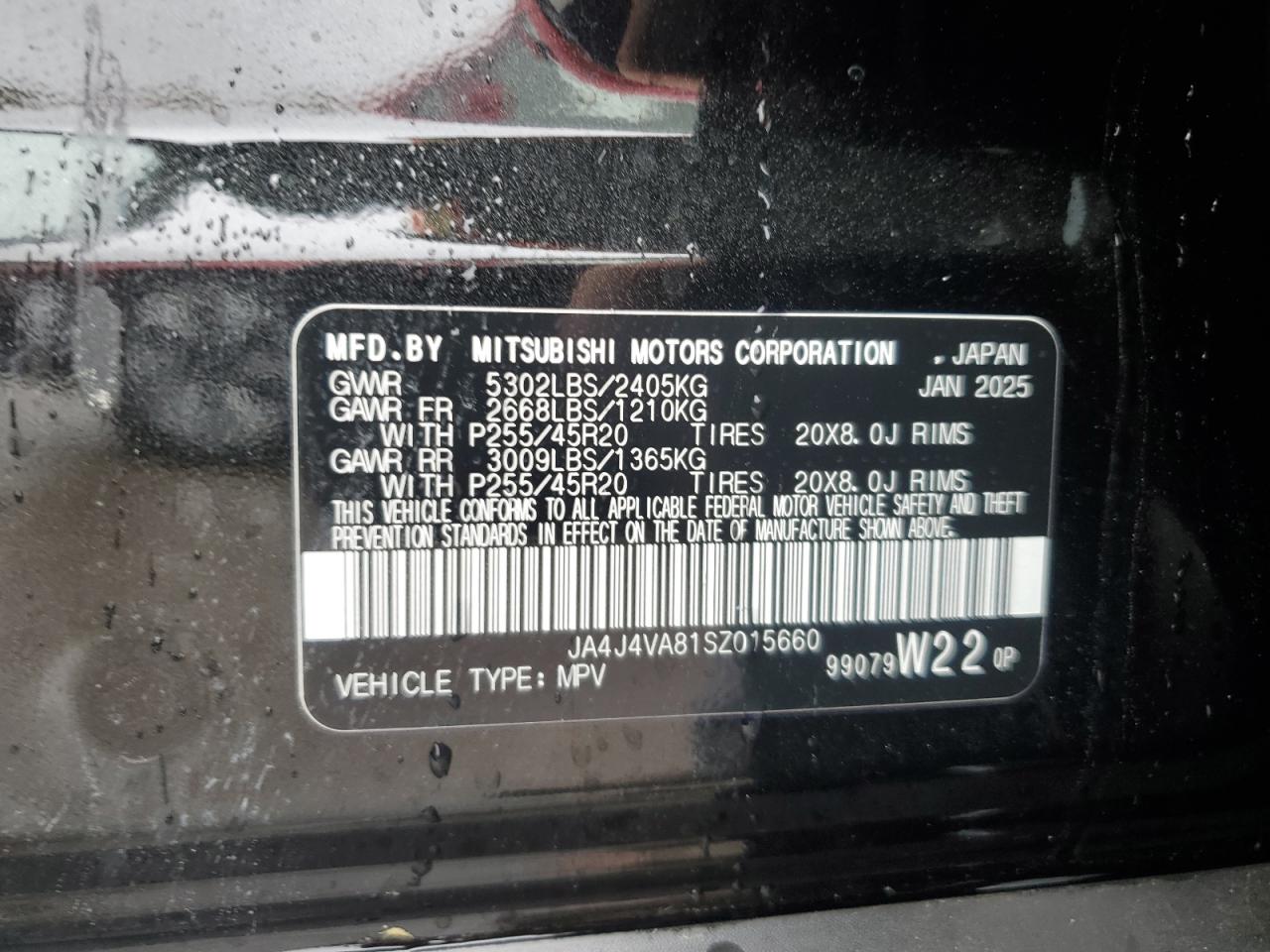 2025 Mitsubishi Outlander Se VIN: JA4J4VA81SZ015660 Lot: 82746655