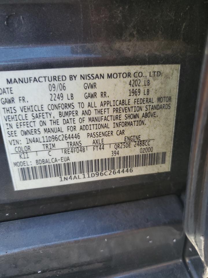 2006 Nissan Altima S VIN: 1N4AL11D96C264446 Lot: 86299905