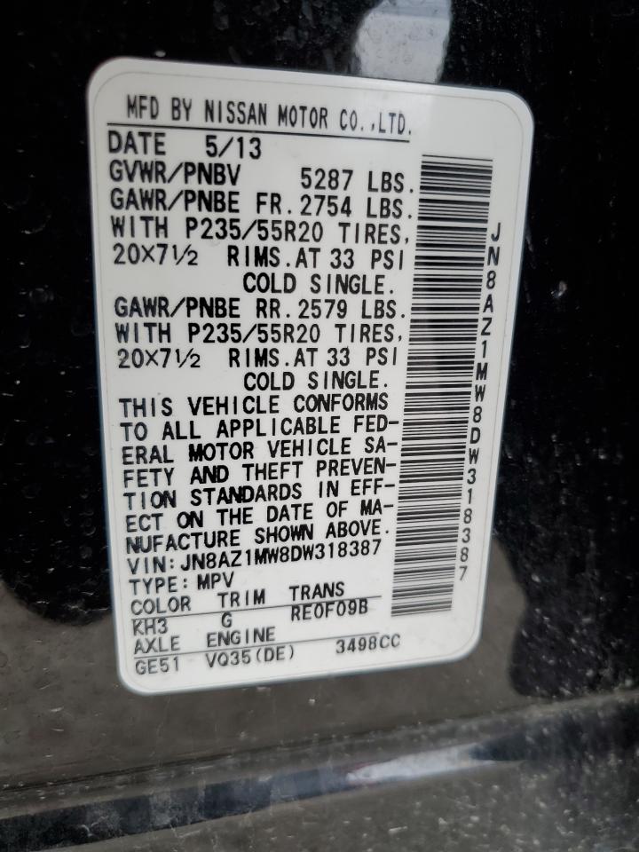 2013 Nissan Murano S VIN: JN8AZ1MW8DW318387 Lot: 90700525