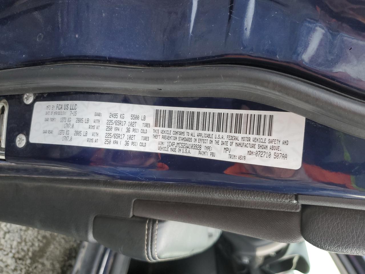 2016 Jeep Cherokee Latitude VIN: 1C4PJMCS2GW103928 Lot: 82004335