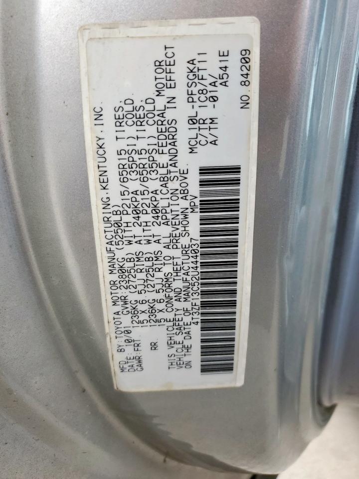 2002 Toyota Sienna Le VIN: 4T3ZF13C52U444037 Lot: 85399105