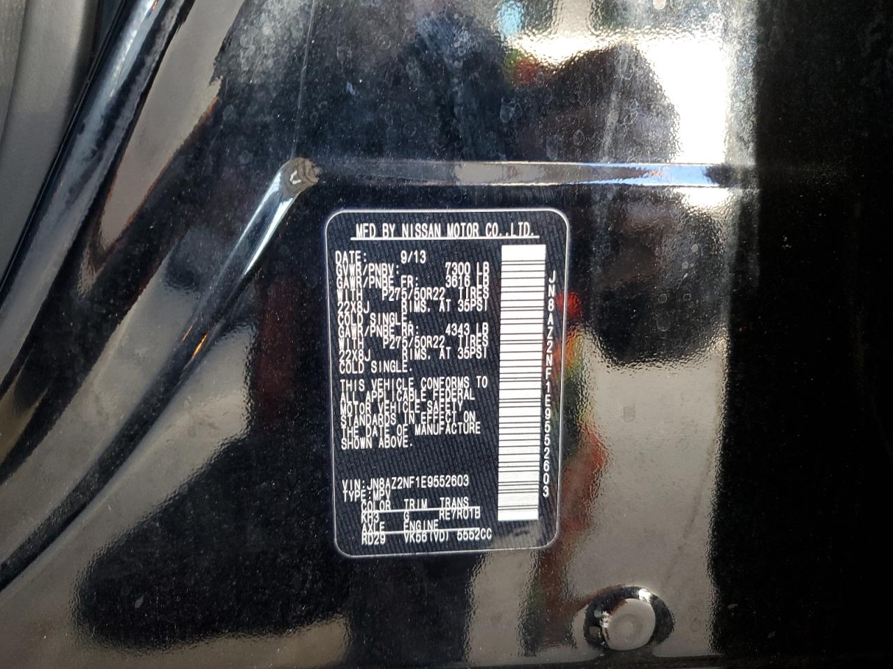 2014 Infiniti Qx80 VIN: JN8AZ2NF1E9552603 Lot: 82312925