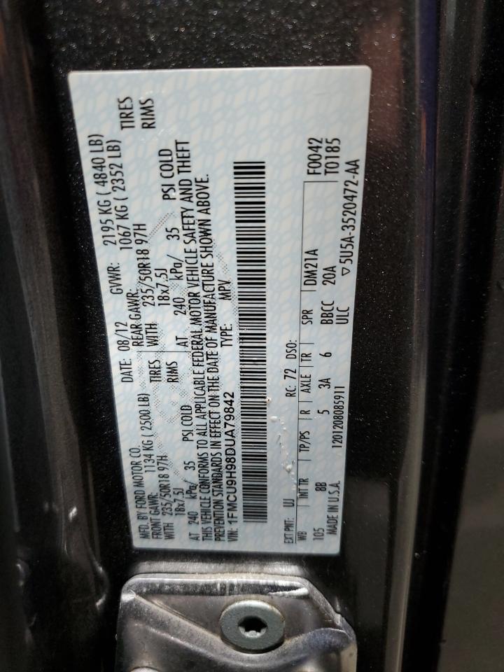 2013 Ford Escape Sel VIN: 1FMCU9H98DUA79842 Lot: 87025315