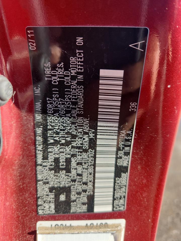 2011 Toyota Sienna Le VIN: 5TDKK3DC3BS129102 Lot: 85541485