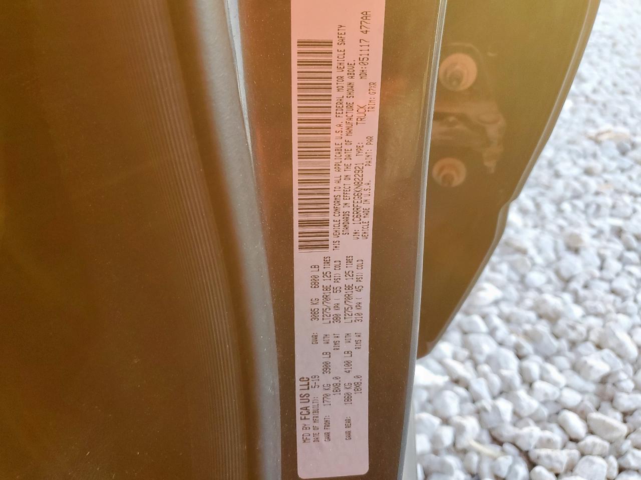 2019 Ram 1500 Rebel VIN: 1C6RRFEG6KN822921 Lot: 85720665