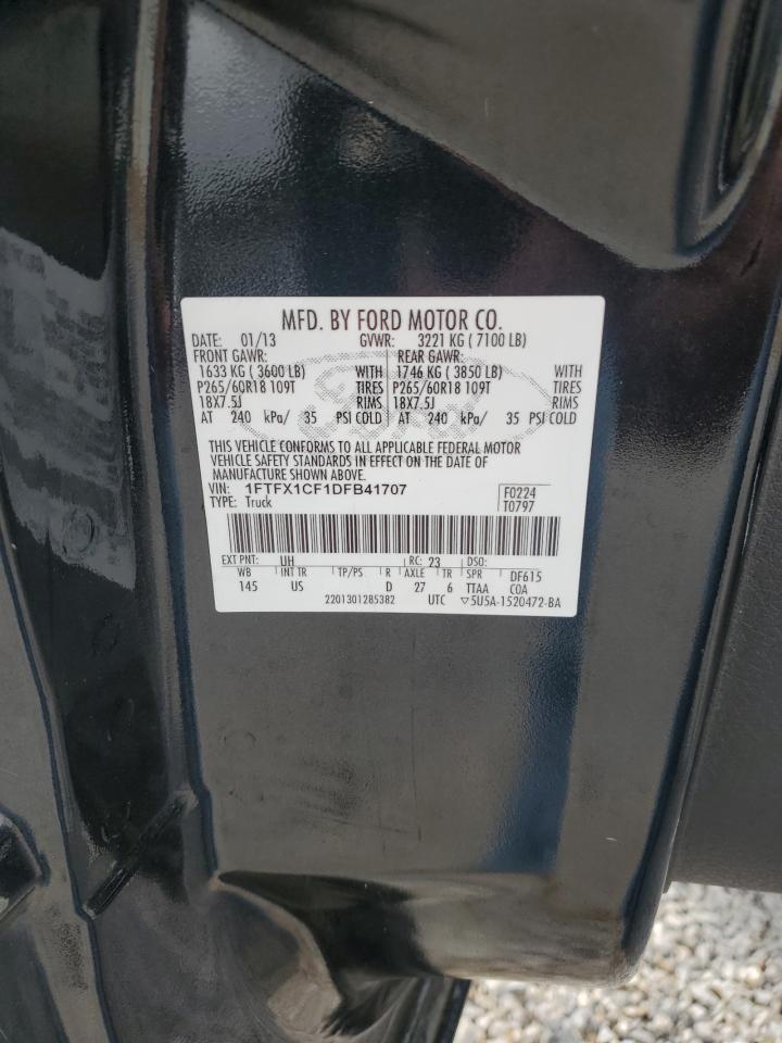 2013 Ford F150 Super Cab VIN: 1FTFX1CF1DFB41707 Lot: 82756625