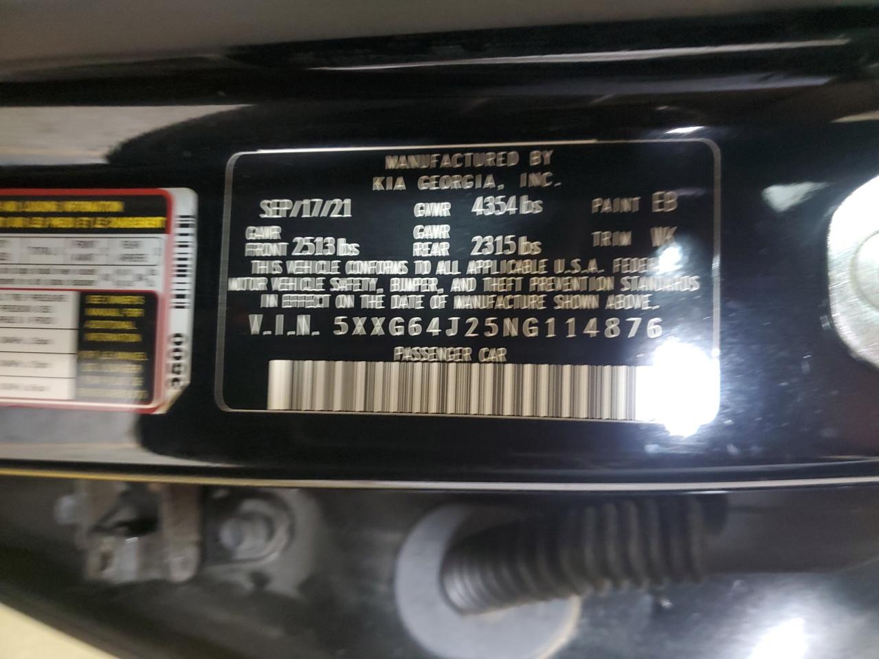 2022 Kia K5 Gt Line VIN: 5XXG64J25NG114876 Lot: 85076055