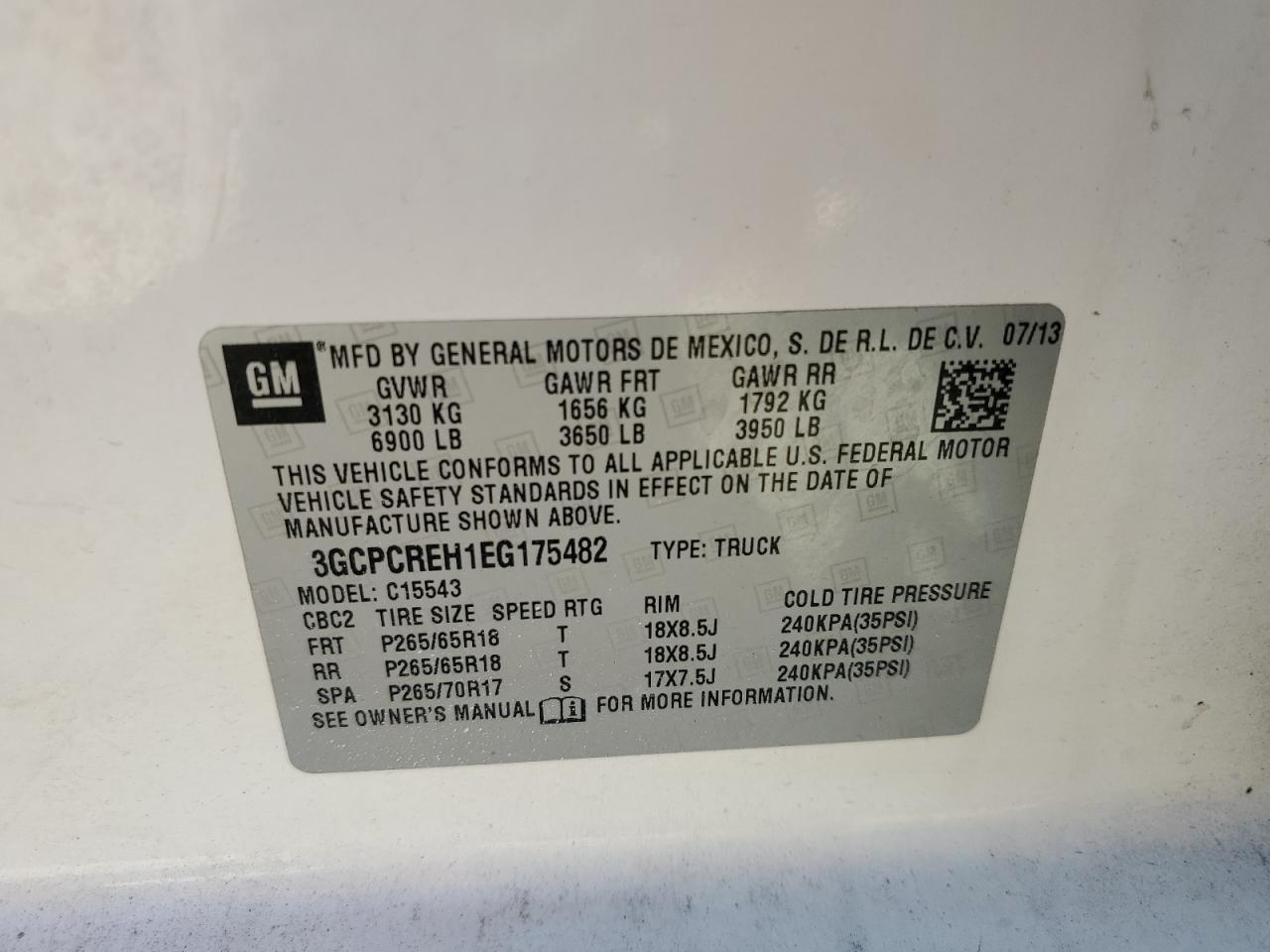 2014 Chevrolet Silverado C1500 Lt VIN: 3GCPCREH1EG175482 Lot: 85102155