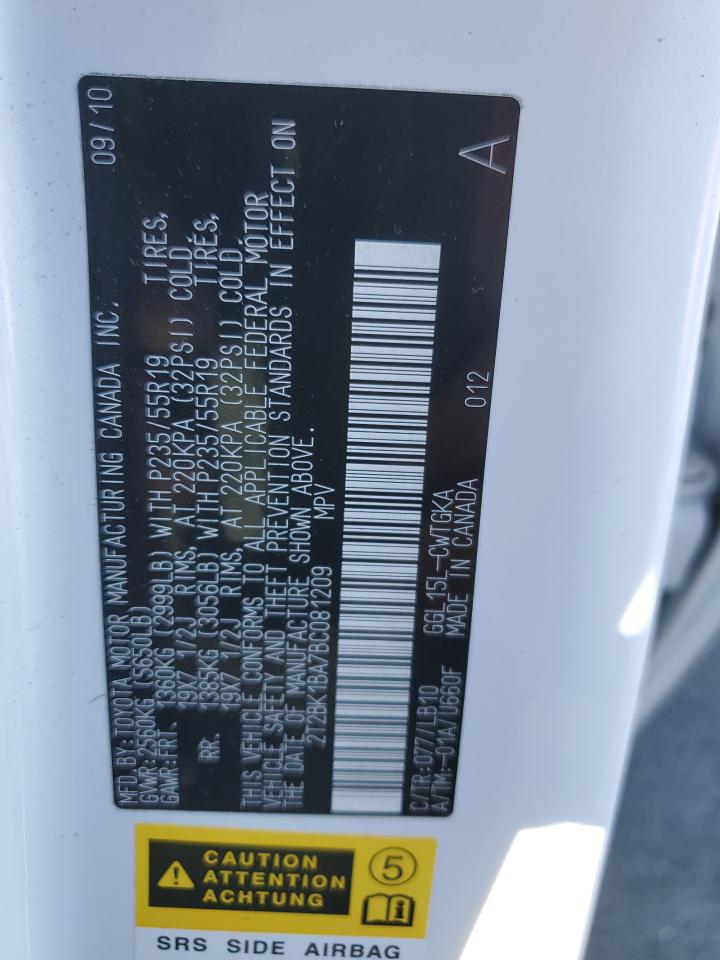 2011 Lexus Rx 350 VIN: 2T2BK1BA7BC081209 Lot: 89717225