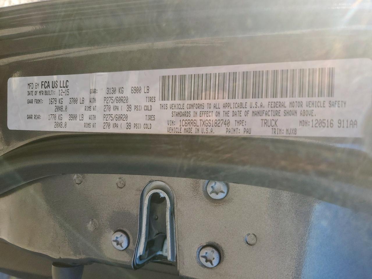 2016 Ram 1500 Slt VIN: 1C6RR6LTXGS182740 Lot: 82261535