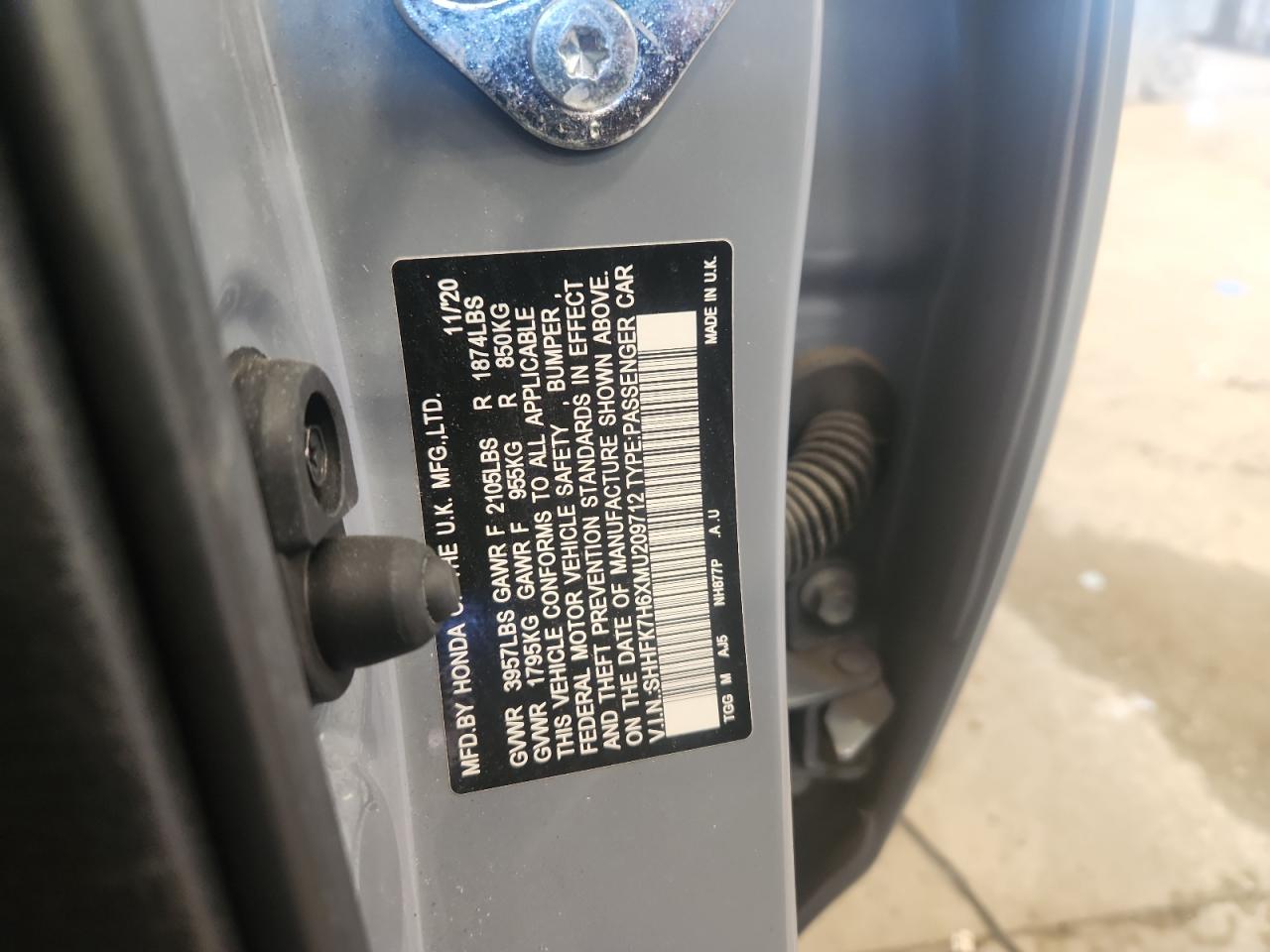 2021 Honda Civic Ex VIN: SHHFK7H6XMU209712 Lot: 85732295