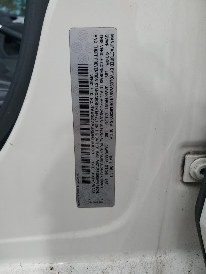 2011 Volkswagen Jetta Sel VIN: 3VWGZ7AJXBM398898 Lot: 86478085