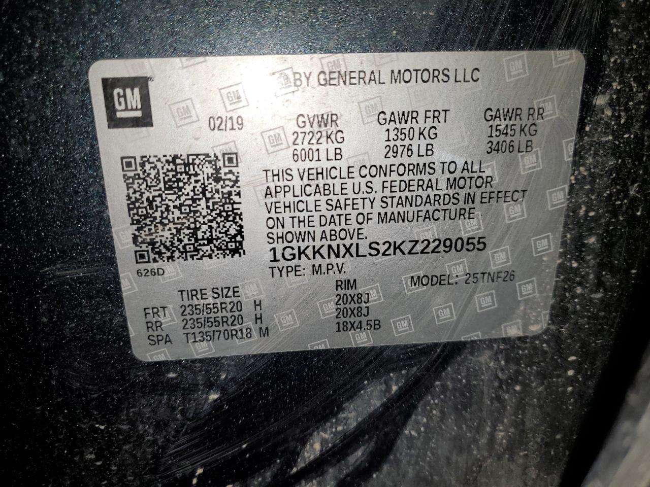 2019 GMC Acadia Denali VIN: 1GKKNXLS2KZ229055 Lot: 87119295