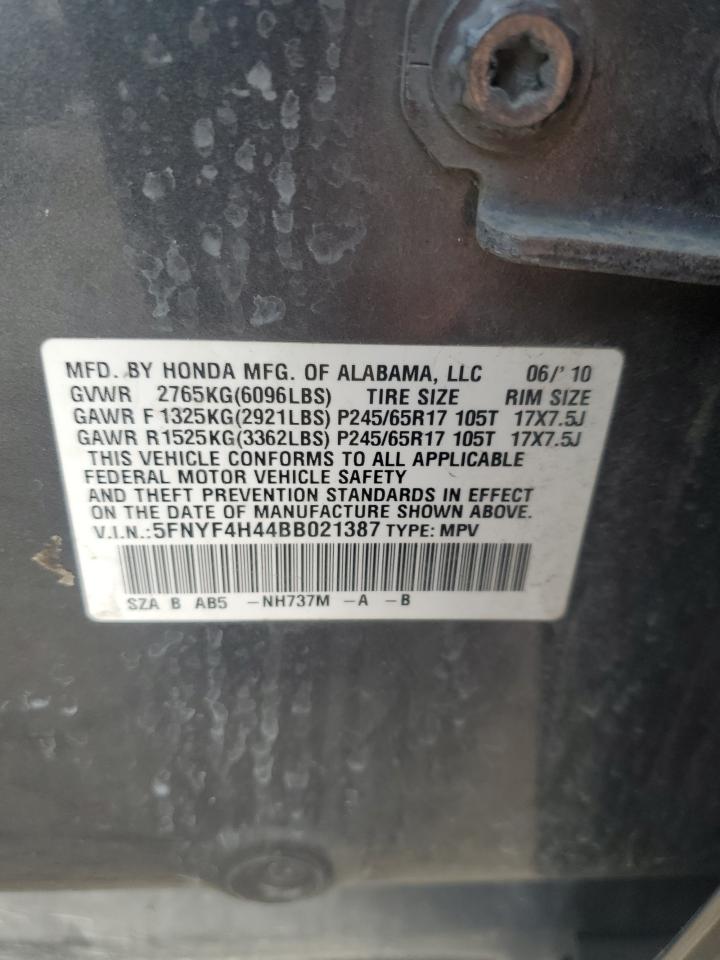 2011 Honda Pilot Ex VIN: 5FNYF4H44BB021387 Lot: 81690345