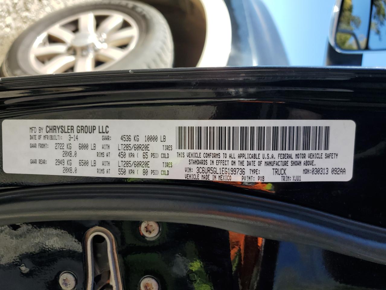 2014 Ram 2500 Longhorn VIN: 3C6UR5GL1EG199736 Lot: 86449445