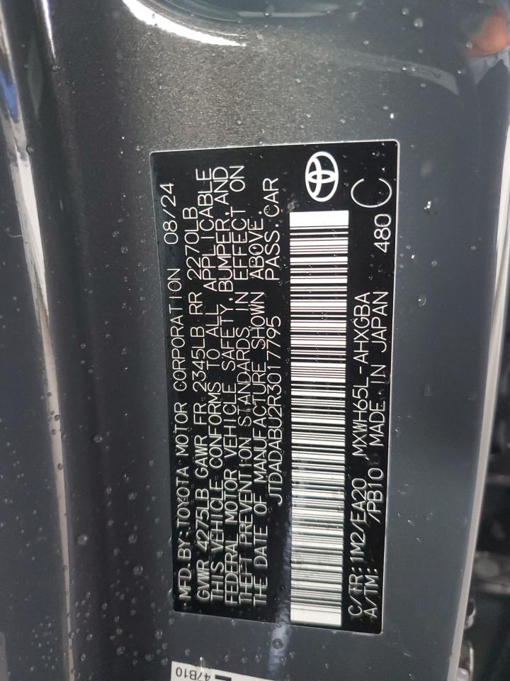 2024 Toyota Prius Le VIN: JTDADABU2R3017795 Lot: 85060145