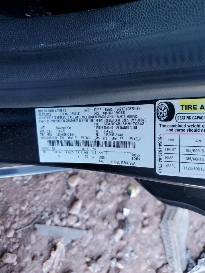 2017 Ford Fiesta Se VIN: 3FADP4BJ8HM170342 Lot: 85106645