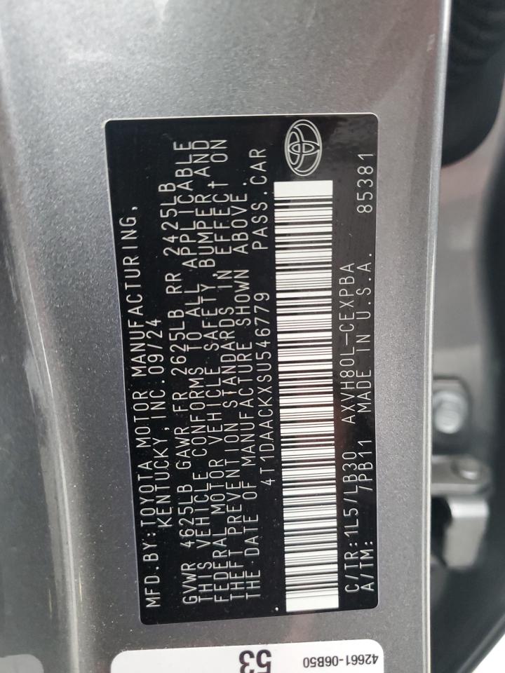 2025 Toyota Camry Xse VIN: 4T1DAACKXSU546779 Lot: 85781435