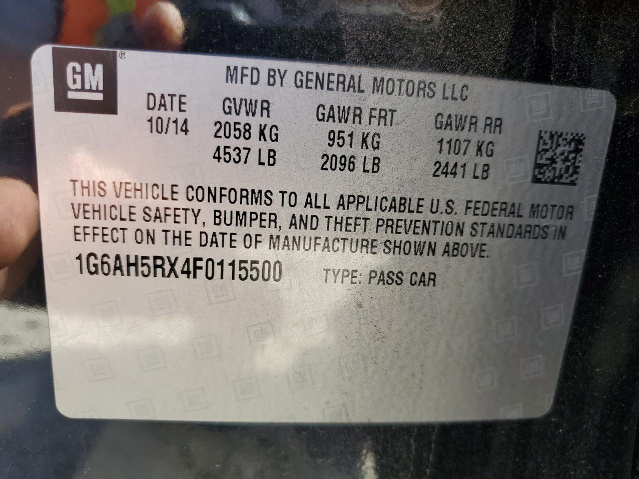 2015 Cadillac Ats Luxury VIN: 1G6AH5RX4F0115500 Lot: 84171975