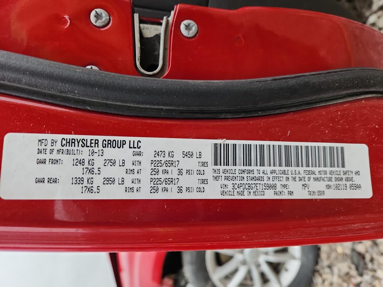 2014 Dodge Journey Sxt VIN: 3C4PDCBG7ET159008 Lot: 87463585