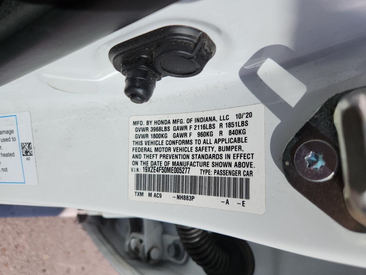 2021 Honda Insight Ex VIN: 19XZE4F50ME005277 Lot: 90319065