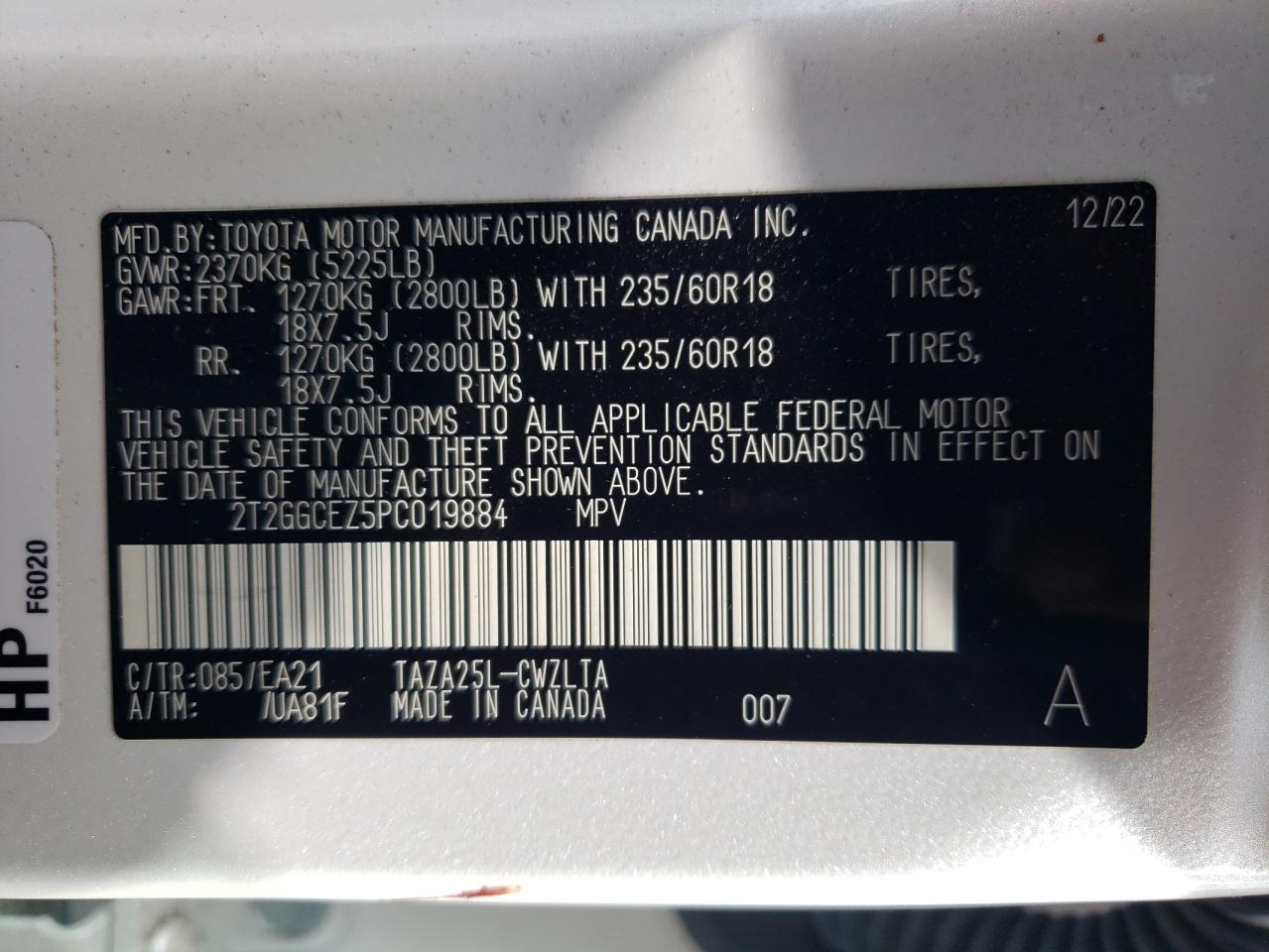 2023 Lexus Nx 350 VIN: 2T2GGCEZ5PC019884 Lot: 82348065