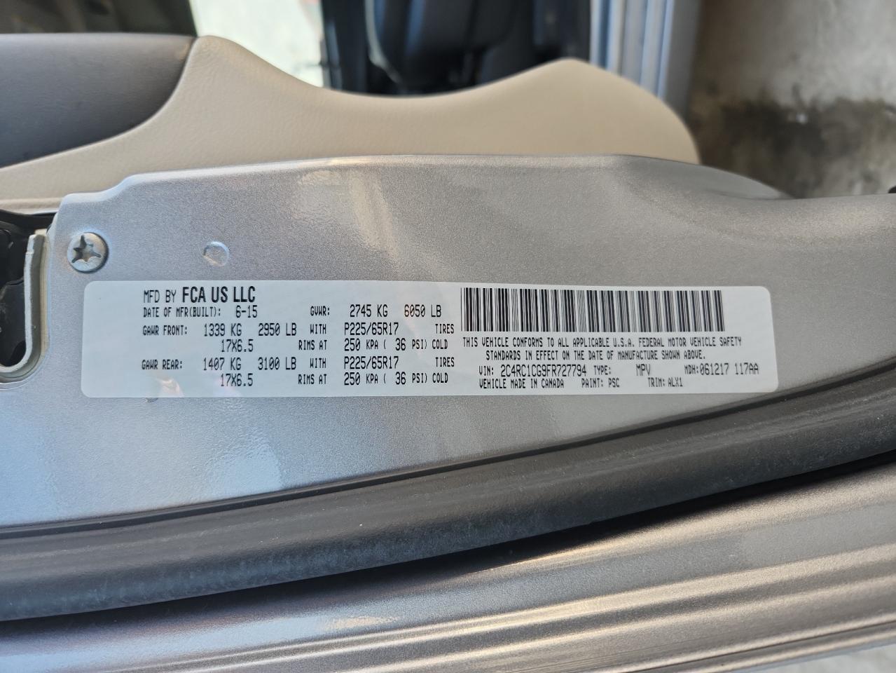 2015 Chrysler Town & Country Touring L VIN: 2C4RC1CG9FR727794 Lot: 82527005