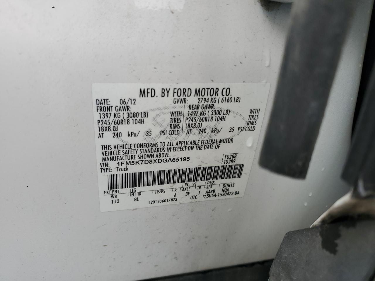 2013 Ford Explorer Xlt VIN: 1FM5K7D8XDGA65195 Lot: 81926235