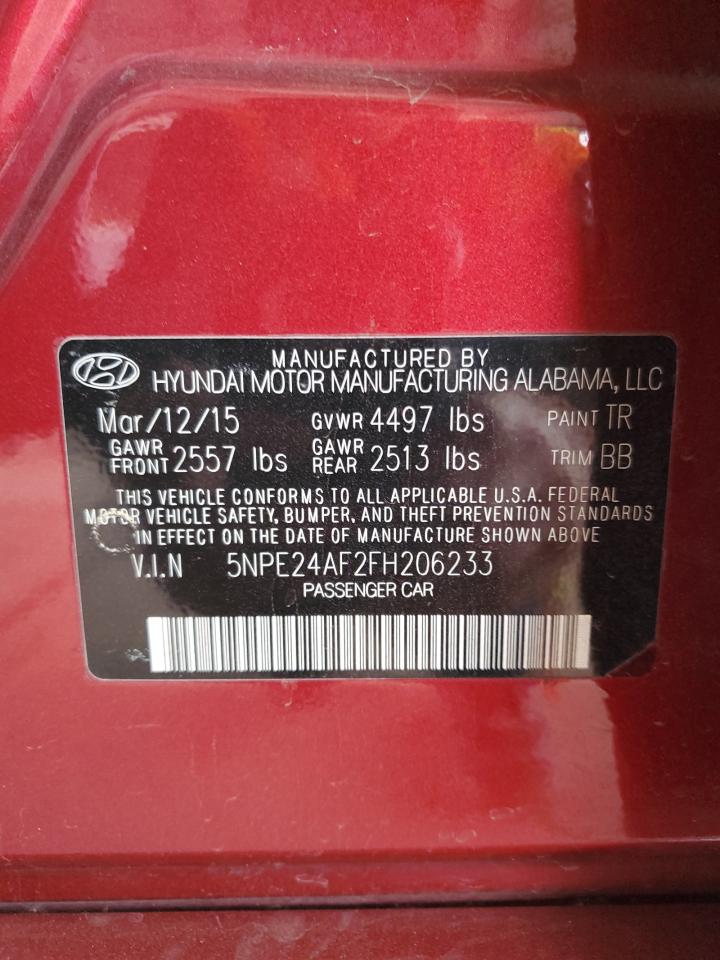 2015 Hyundai Sonata Se VIN: 5NPE24AF2FH206233 Lot: 86167635