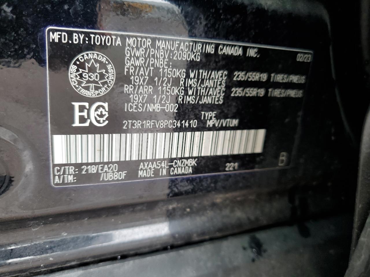 2023 Toyota Rav4 Xle VIN: 2T3R1RFV8PC341410 Lot: 85365075