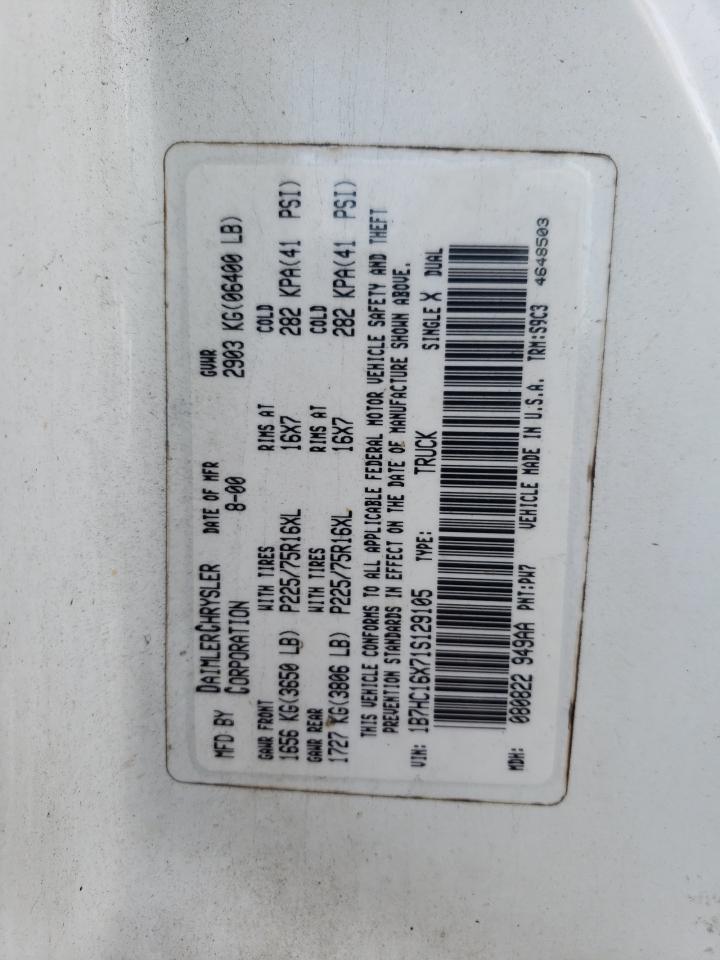 2001 Dodge Ram 1500 VIN: 1B7HC16X71S129105 Lot: 82381695