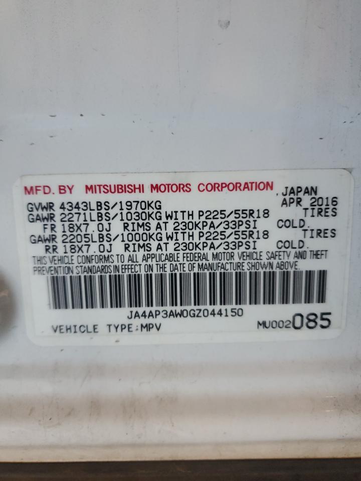 2016 Mitsubishi Outlander Sport Es VIN: JA4AP3AW0GZ044150 Lot: 86278815