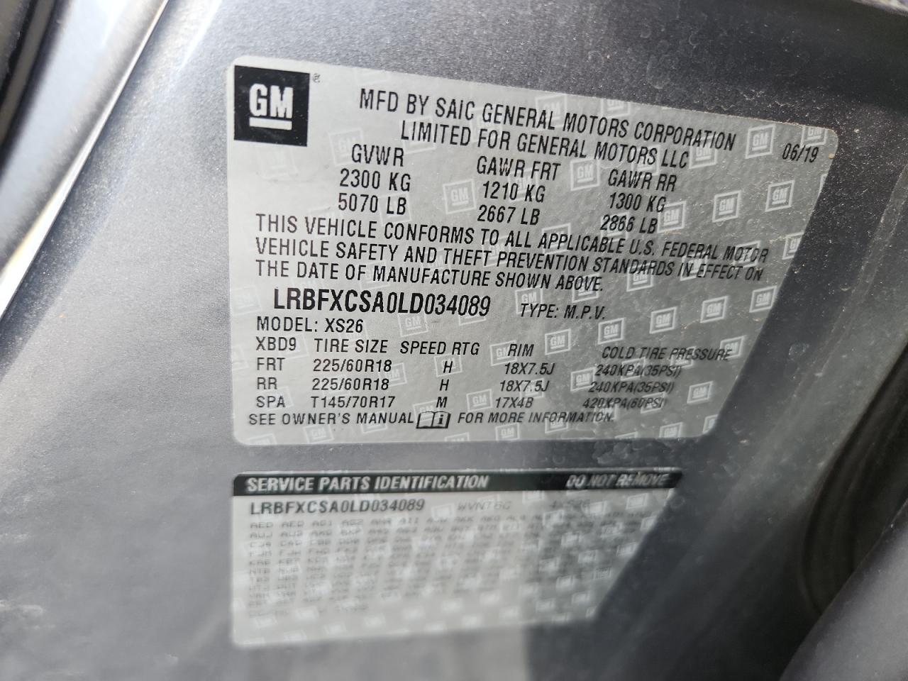 2020 Buick Envision Essence VIN: LRBFXCSA0LD034089 Lot: 82355695