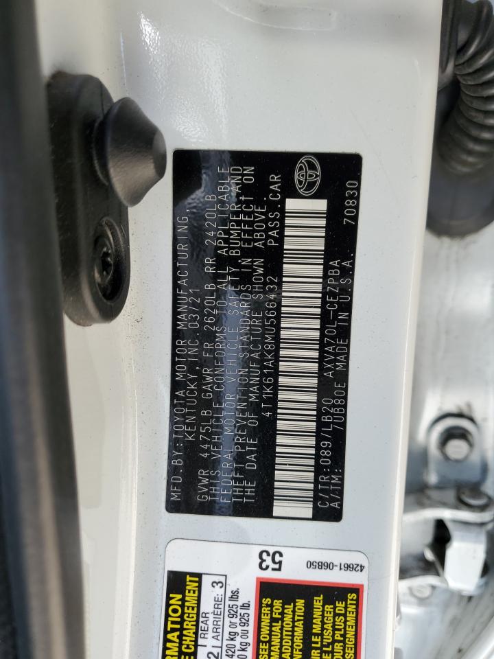 2021 Toyota Camry Xse VIN: 4T1K61AK8MU566432 Lot: 82199445