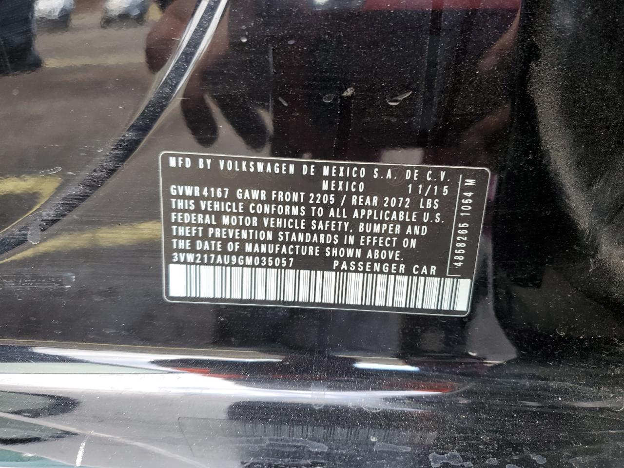 2016 Volkswagen Golf S/Se VIN: 3VW217AU9GM035057 Lot: 89645735